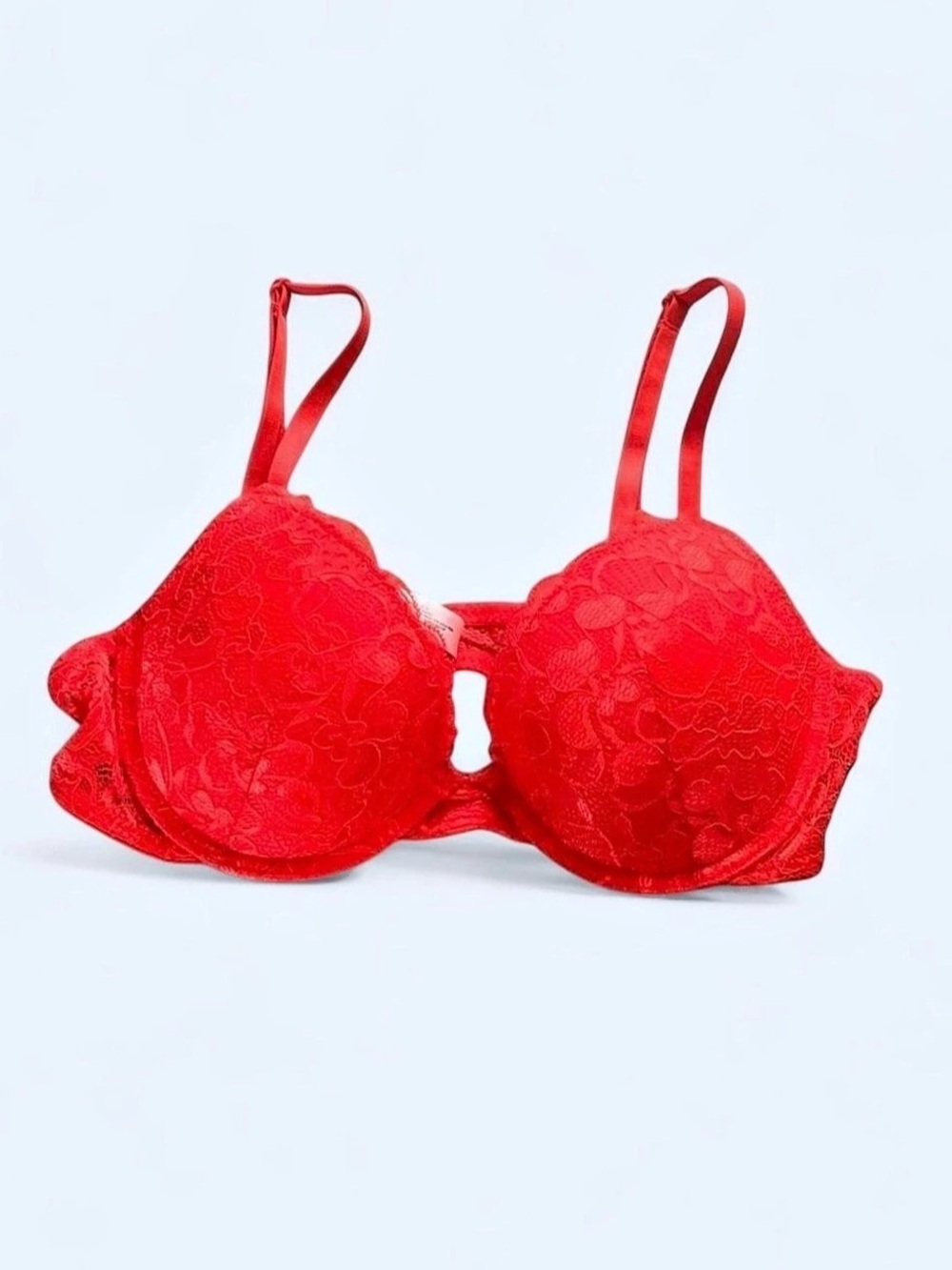 Juicy Couture Red Lace Underwire Padded Push Up Bra Red 36C